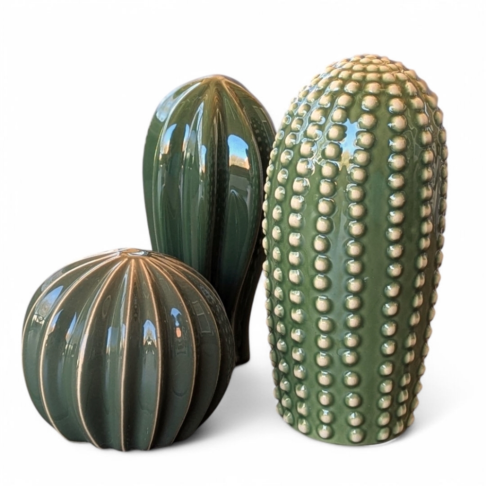 IKEA Green Ceramic Decorative Cactus Trio - Picture 3 of 10